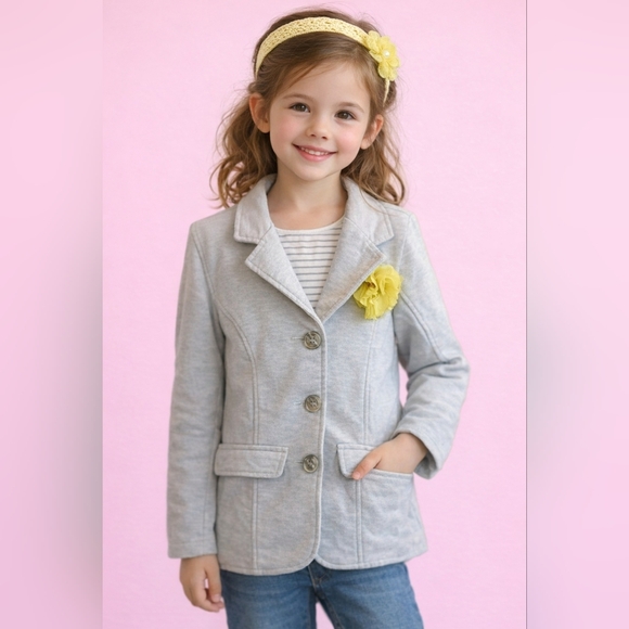 Eddie Bauer Other - Eddie & Stine by Eddie Bauer Gray Stretch Blazer With Flower sz M